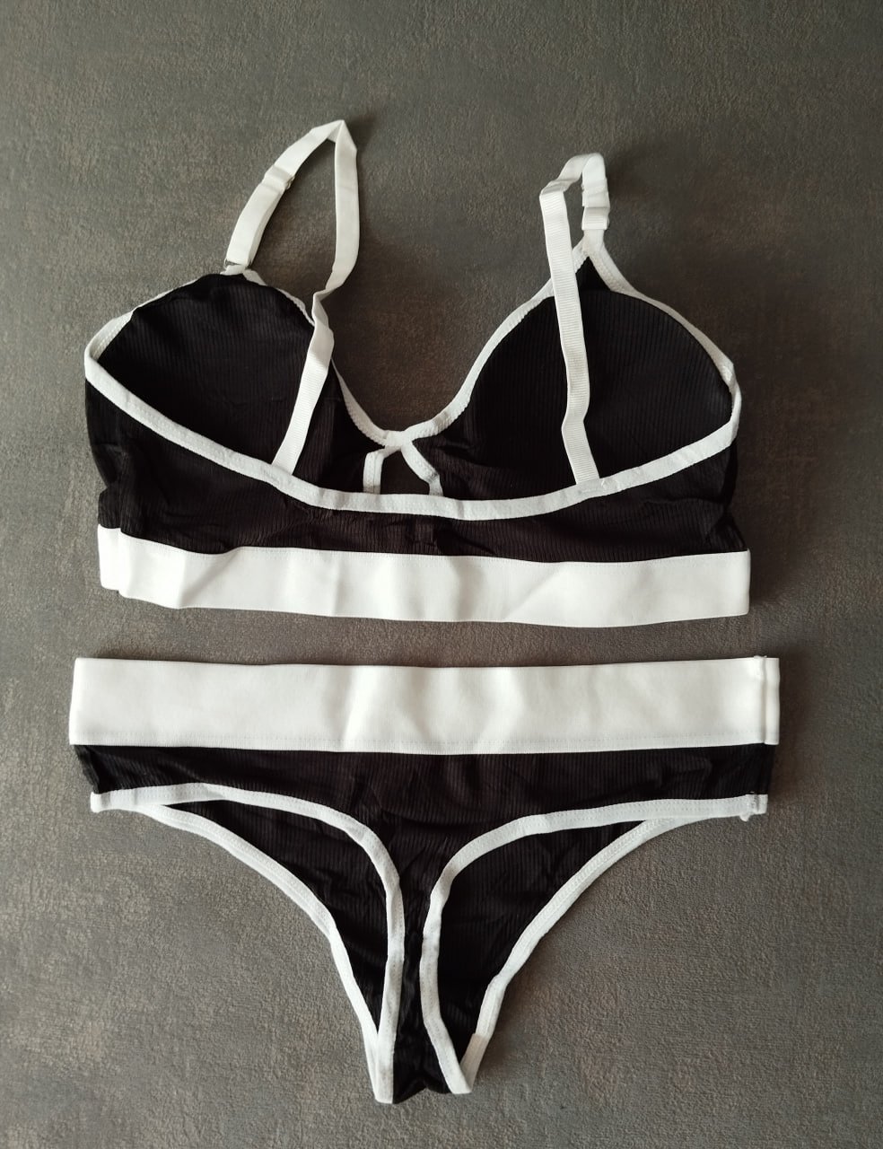 Бавовняний чорний жіночий комплект рубчик, фото №2