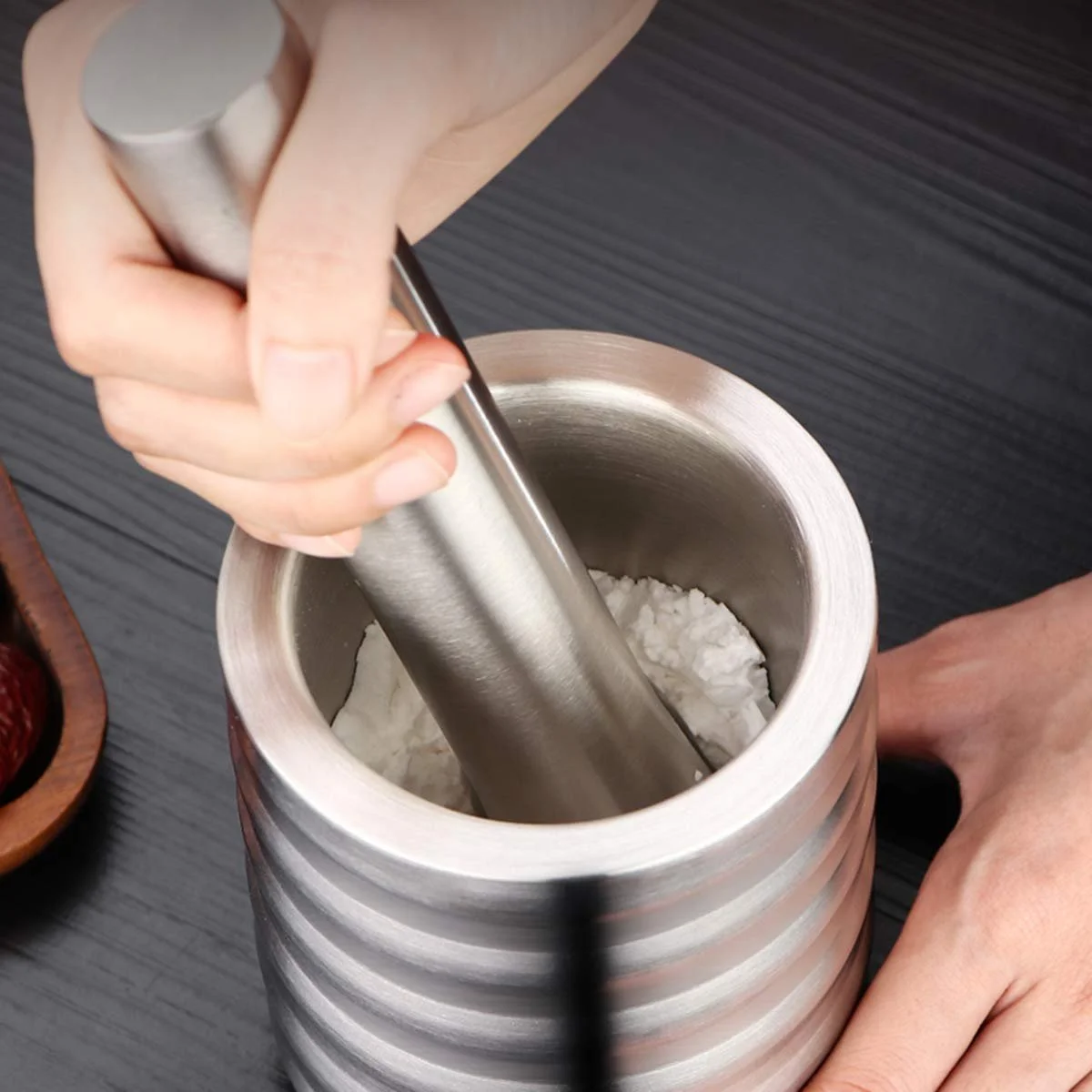 Ступка з товкачиком Подрібнювач спецій з нержавіючої сталі, фото №8