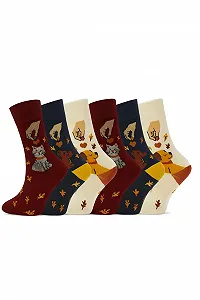 Носки ARG 6 пар женские Диабетические Неэластичные С рисунком милых животных (собаки, кошки) Мягкие Свободные хлопковые носки для отекших ног и отеков Размер 4-8 - Фото 1