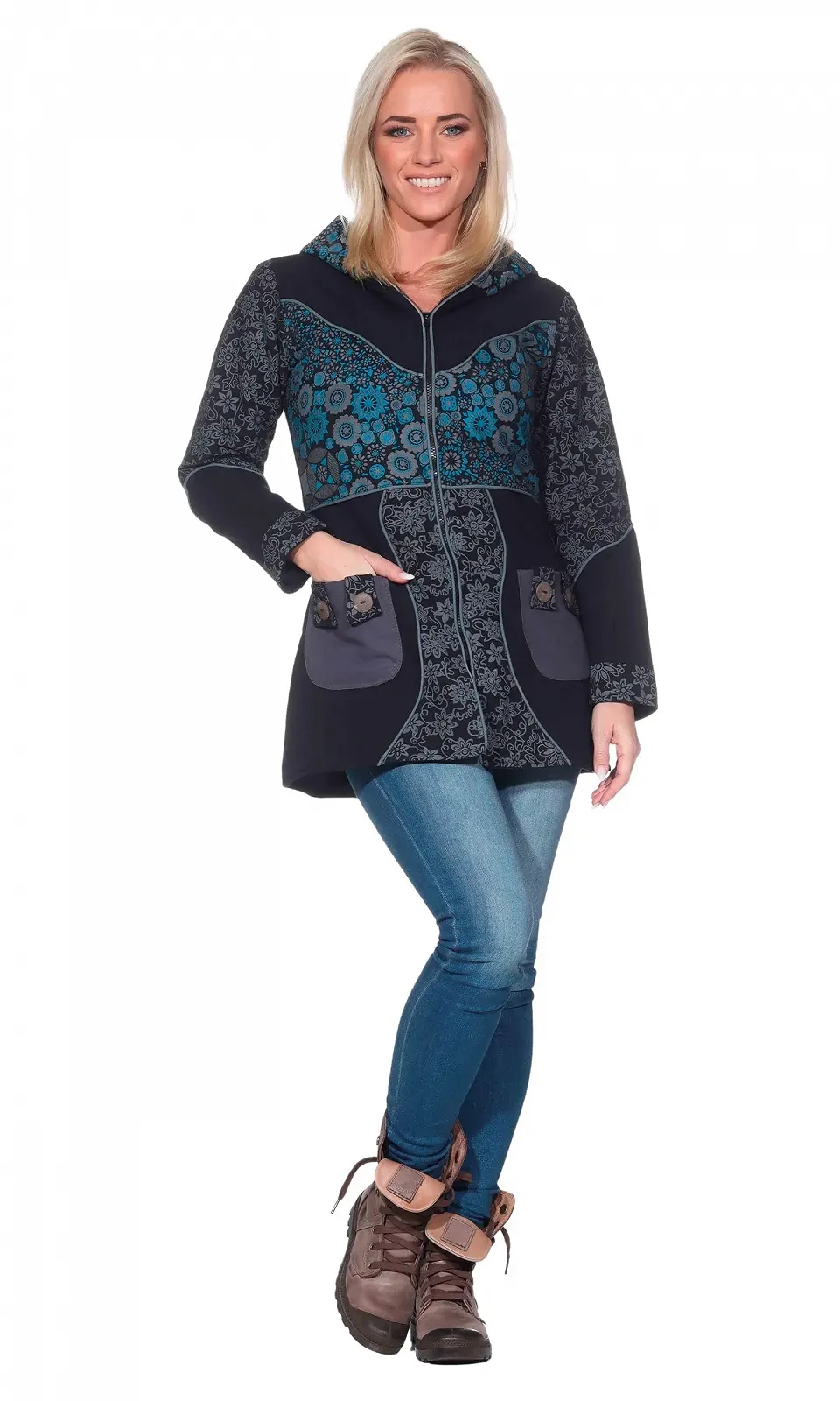 Куртка Kunst und Magie З капюшоном Квітковий Бавовна, фото №2