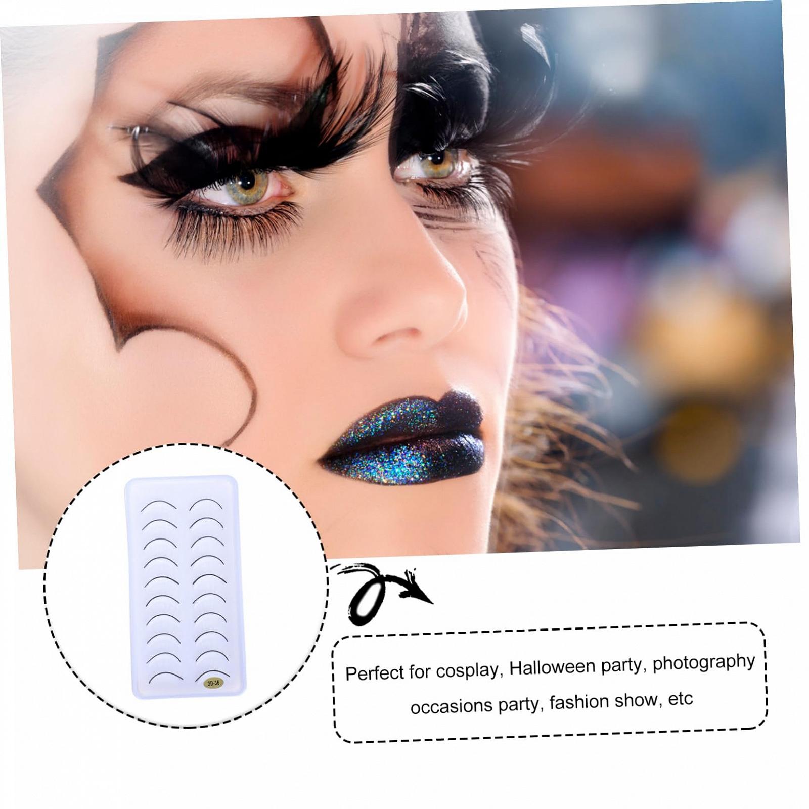 Накладные ресницы FRCOLOR 10 пар, маскарадные, для макияжа, для косплея, густые, из искусственного меха, многоразовые, белые из искусственного волокна, 3D, фото №2