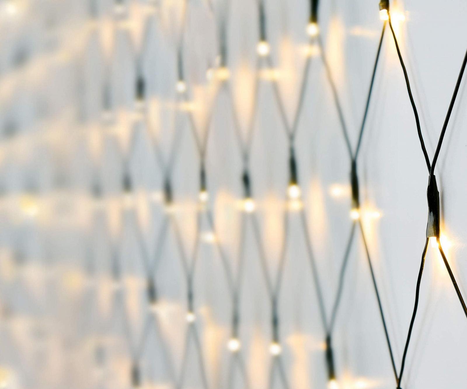 Сітка світлова Spetebo 1,5 x 1,5 м, 100 LED, теплий білий, на батарейках, з таймером, для використання на вулиці, фото №1