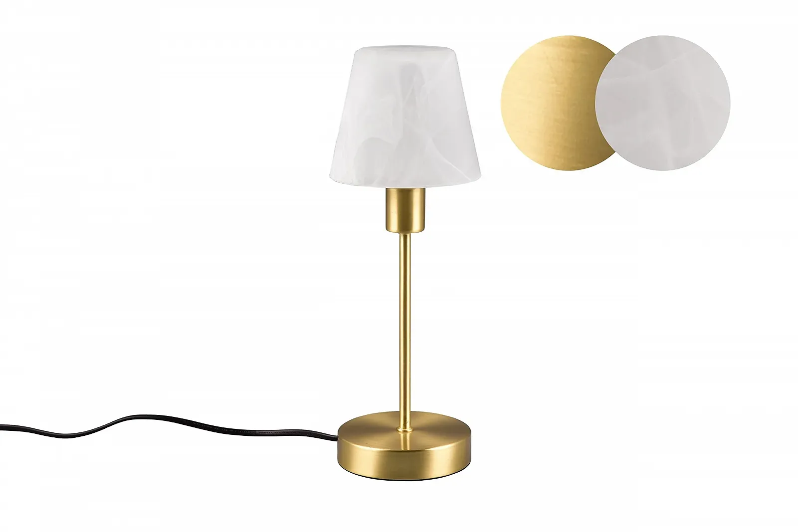 Настільна лампа Ludwig з основою з матової латуні, скляним плафоном білий алебастр, сенсорна, 1 x E14 макс. 40 Ват, діаметр 12 см, висота 32 см, фото №1