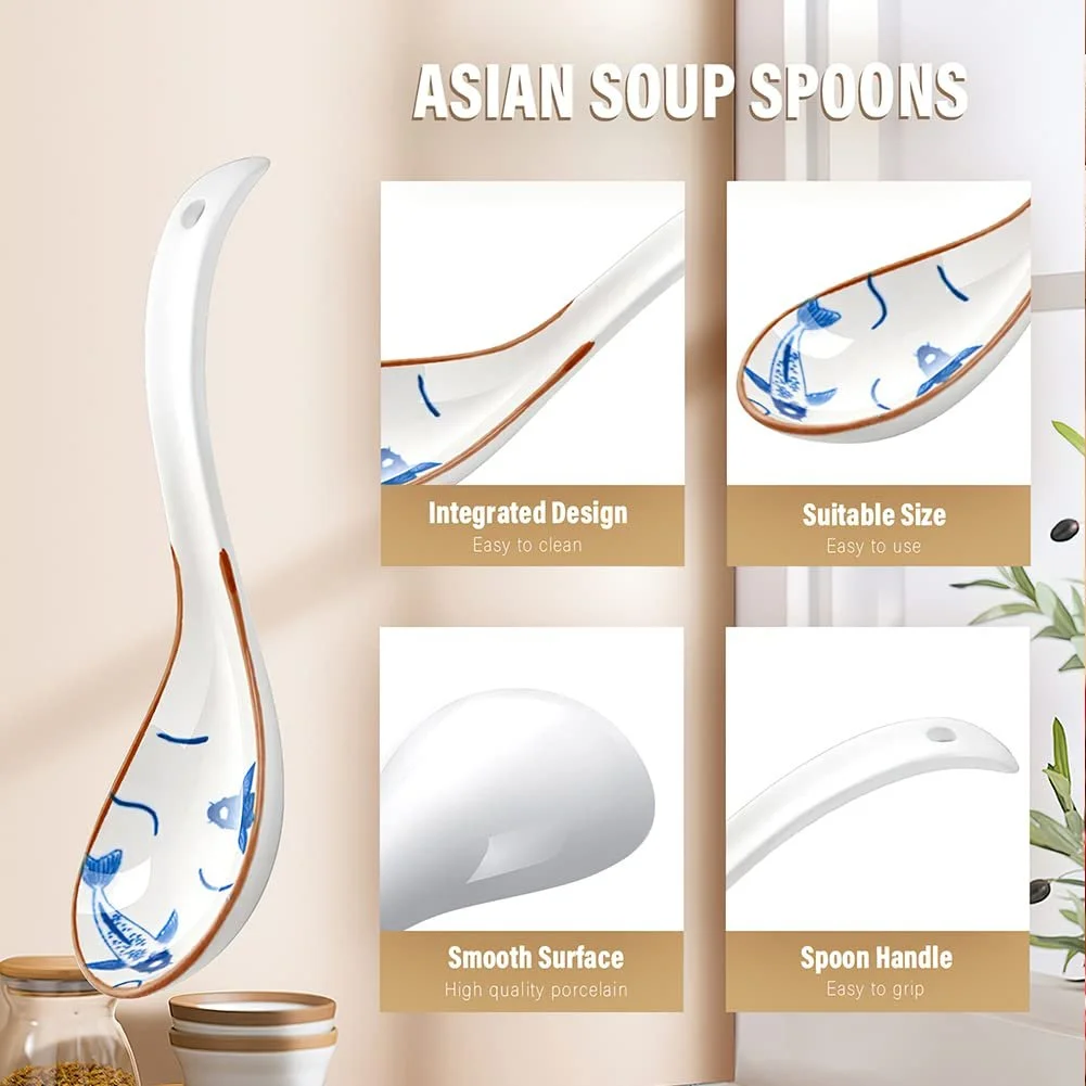Ложка для азіатського супу Керамічна 16 см, з візерунком ретро, фото №5 Ложка для азіатського супу Керамічна 16 см, з візерунком ретро, фото №5