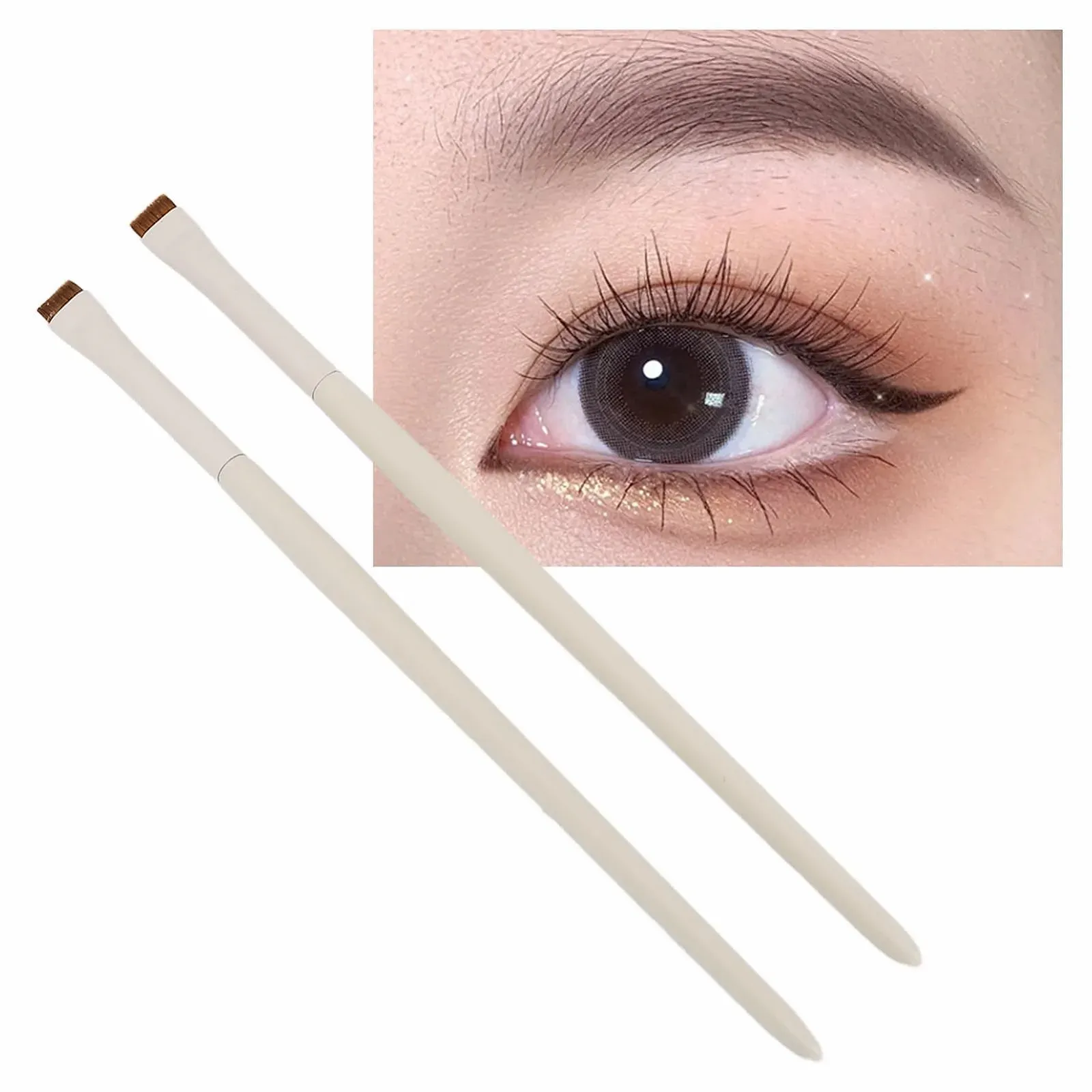 Кисти для подводки Ультратонкая плоская угловая для тонкого макияжа 2 шт Скошенная, фото №3