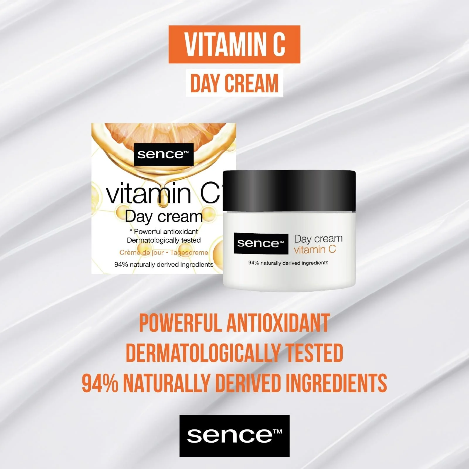 Денний крем для обличчя Sence Vitamin C з лимонною та 4 гіалуроновими кислотами веганський 2 x 50 мл, фото №3 Денний крем для обличчя Sence Vitamin C з лимонною та 4 гіалуроновими кислотами веганський 2 x 50 мл, фото №3