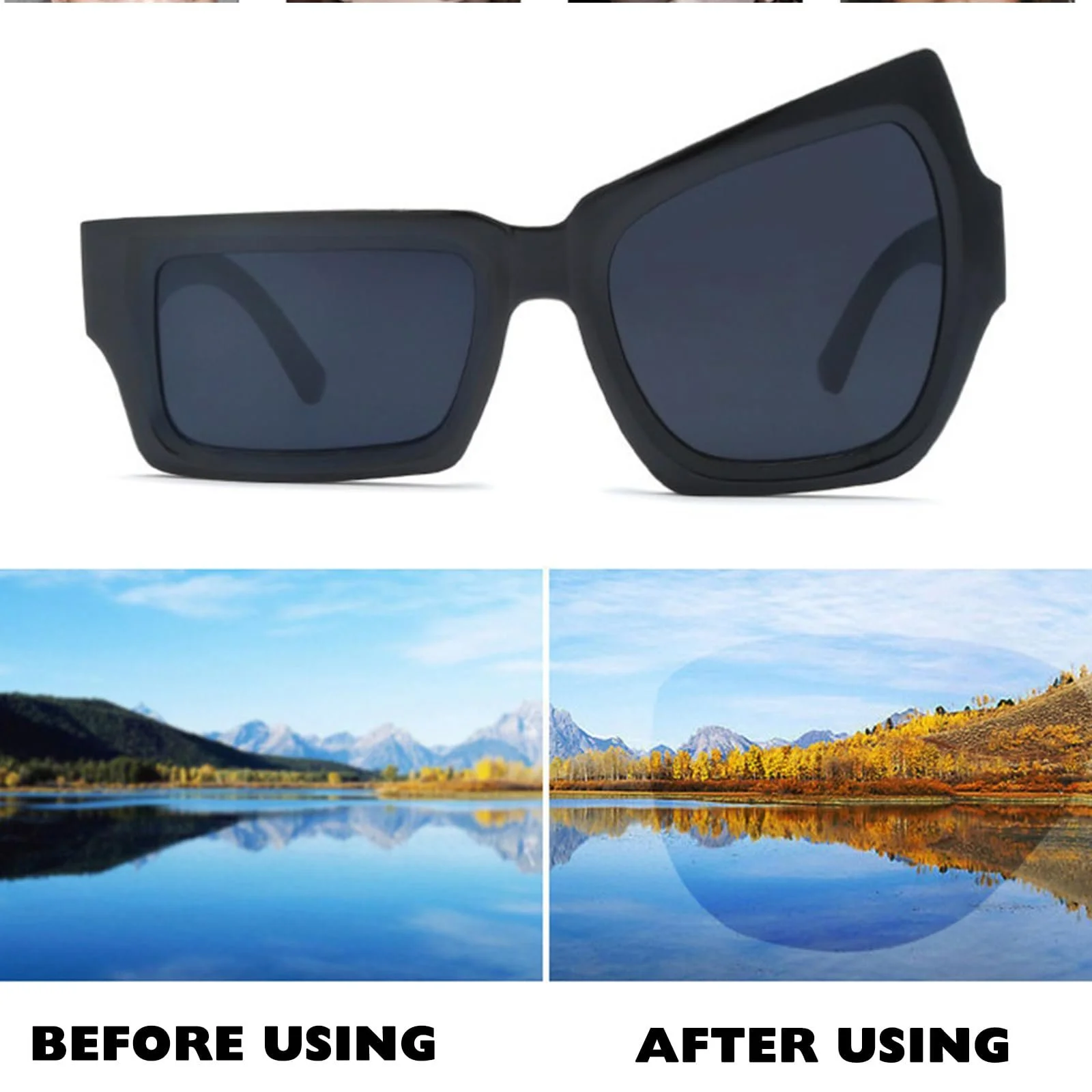 Сонцезахисні окуляри KASESSS Незвичайної форми Чорний, фото №3