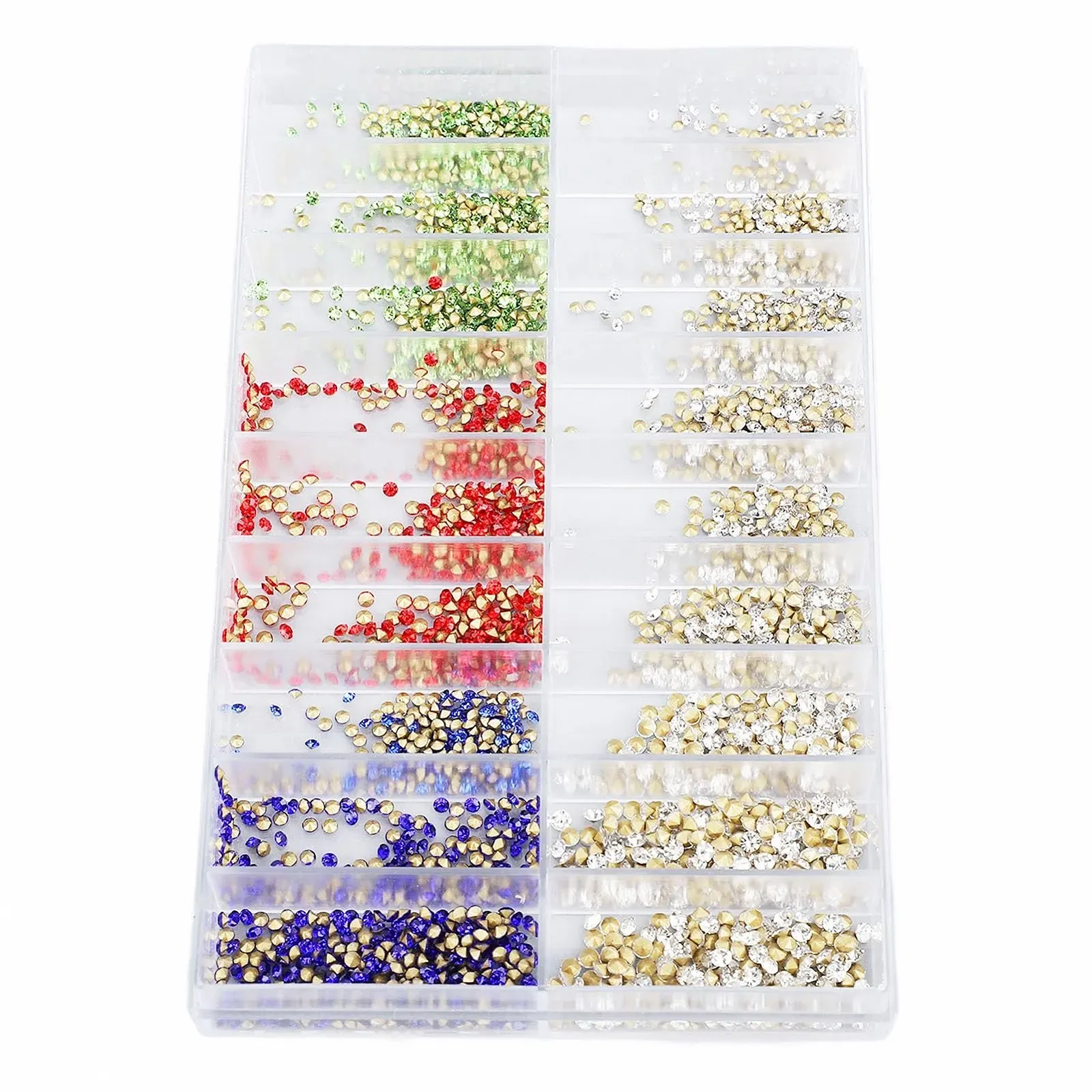 Набор Камней для рукоделия 18 Отделений Разноцветные Камни для рукоделия, ювелирных изделий, одежды, чехлов для телефонов, фото №4