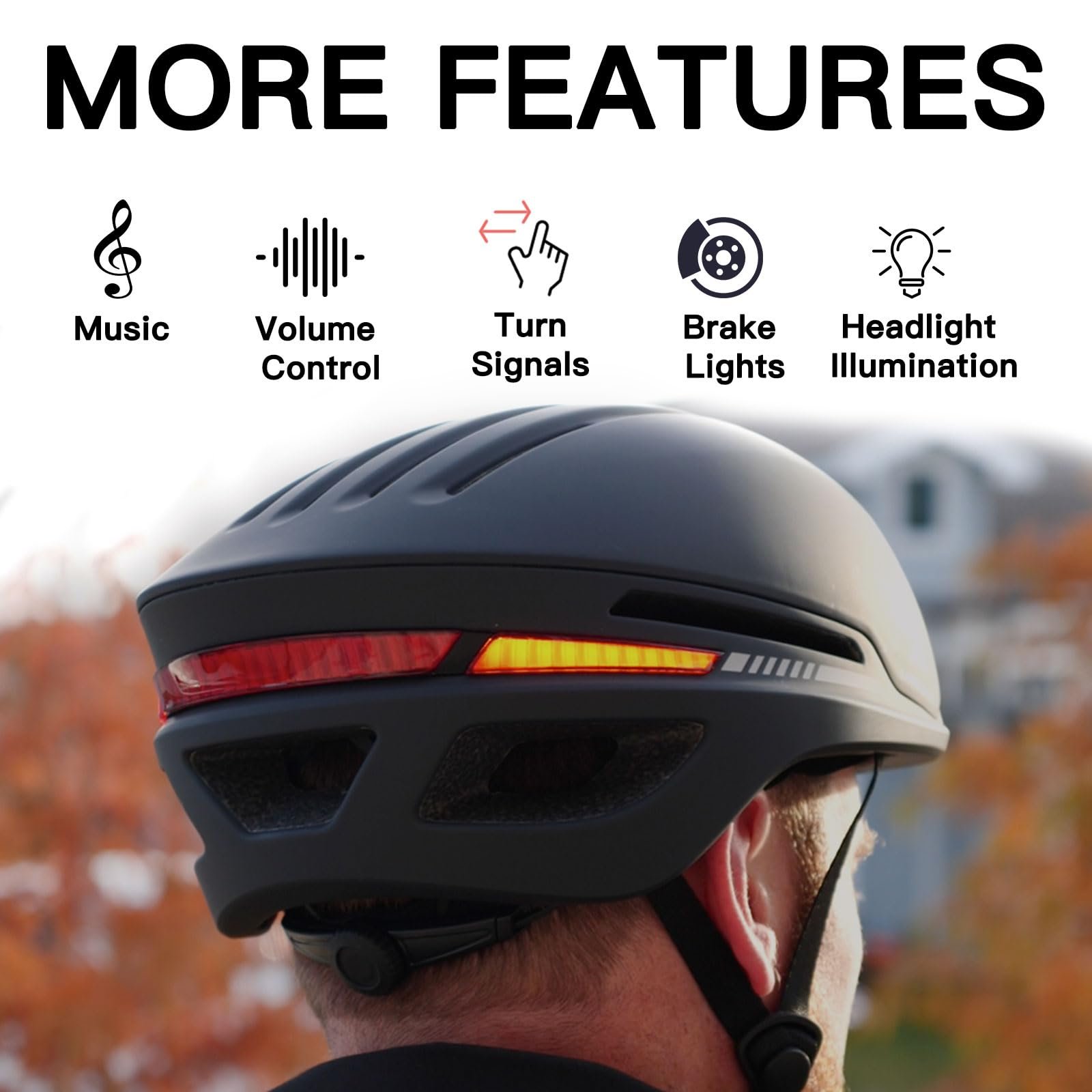 Шлем велосипедный LIZVIE с Bluetooth, интеллектуальный, со встроенными динамиками, индикаторами торможения автомобиля, передними и задними светодиодными индикаторами и пультом дистанционного управления, фото №2