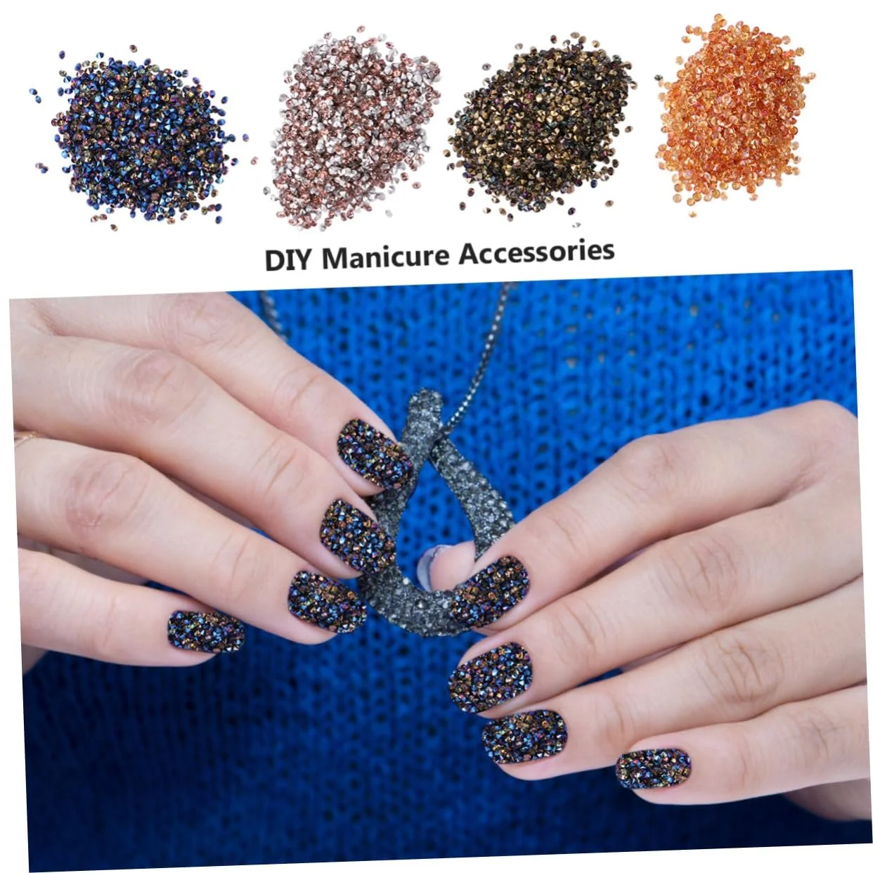 Стразы для маникюра FRCOLOR 8 упаковок Микроцирконий для дизайна ногтей Самоцветы для ногтей Цвета Радуга Шампань для ногтей и украшений, фото №5