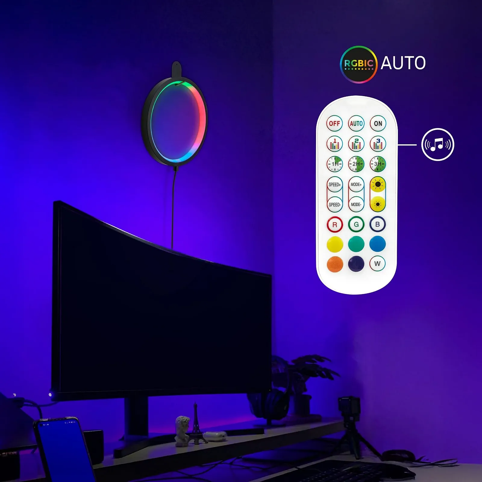 Настольная лампа LED BRILONER RGBIC Music Sensor Timer 20 x 20 см Black, фото №7