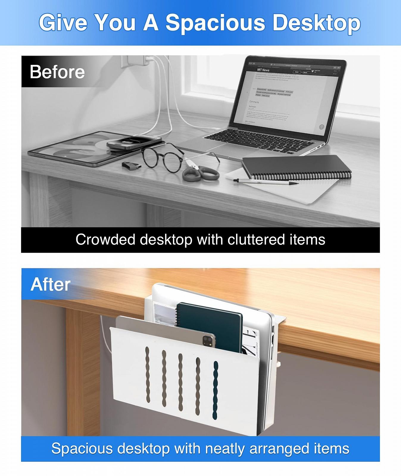 Настінний органайзер для столу для ноутбука, без свердління, сталевий тримач для ноутбука для офісу та дому, фото №6
