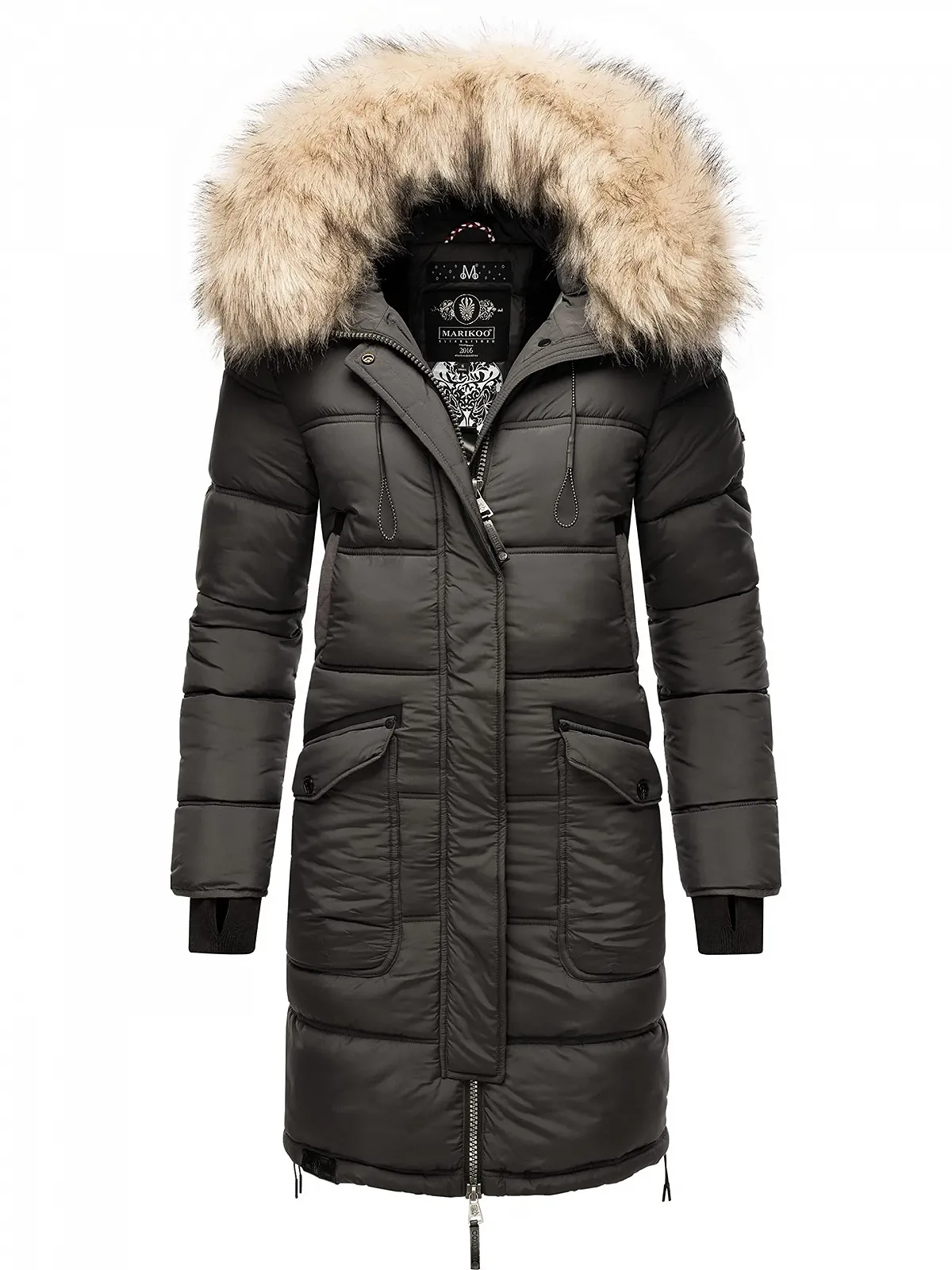 Зимнее пальто MARIKOO Chaskaa стеганое оверсайз со съемным искусственным мехом, фото №1