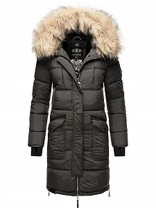 Зимове пальто MARIKOO Chaskaa стьобане зі знімним штучним хутром - Фото 1