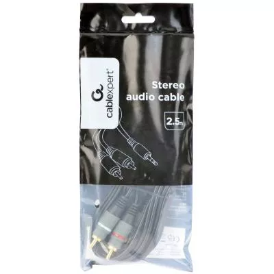 Кабель мультимедийный Jack 3.5mm to 2хRCA 2.5m Cablexpert (CCA-352-2.5M), фото №2