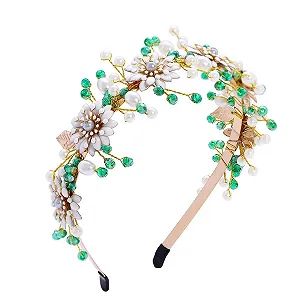 Купить Обруч для волос Свадебный IYOU Цветок Жемчуга Кристалл Зеленый - Фото 1 Обруч для волос Свадебный IYOU Цветок Жемчуга Кристалл Зеленый - Фото 1