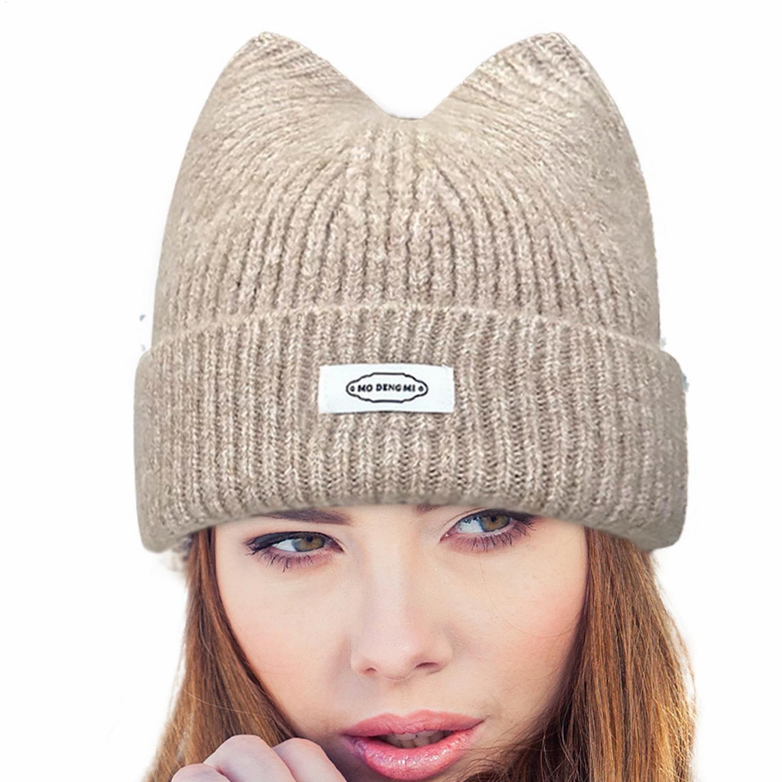 Шапка-бини с кошачьими ушками Mivceklw, вязаная, фото №8