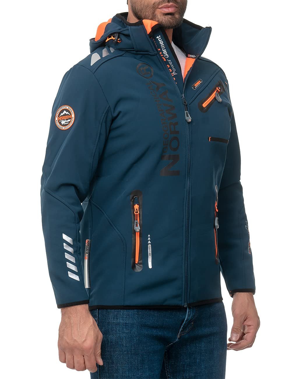 Софтшелл Куртка Geographical Norway Функциональная куртка Ветрозащитная куртка с капюшоном Ветрозащита Стойка-воротник Холодоотталкивающая Для активного отдыха Пешего туризма Кемпинга, фото №6