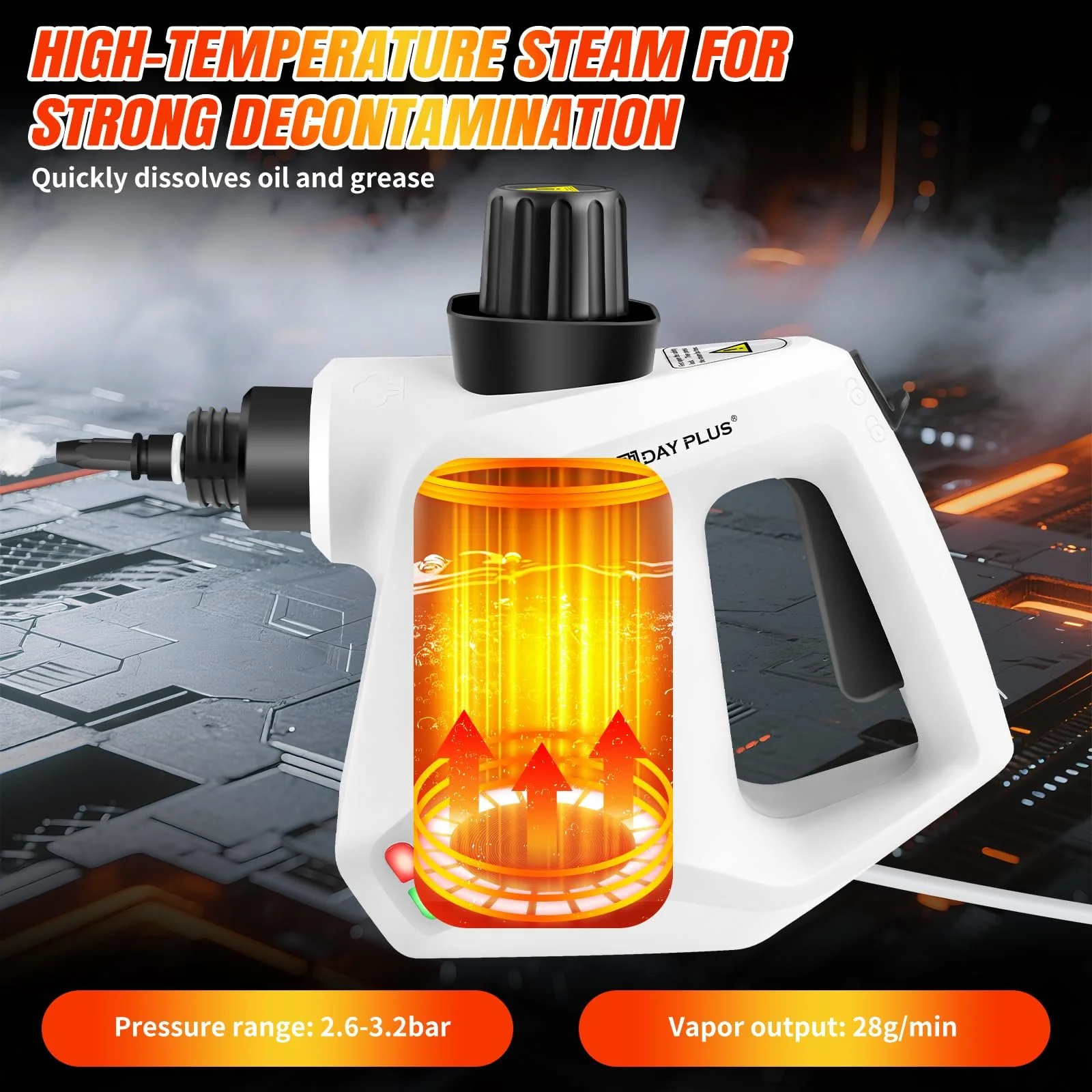 Пароочиститель ручной 1000 Вт IPX4 9 аксессуаров, фото №7