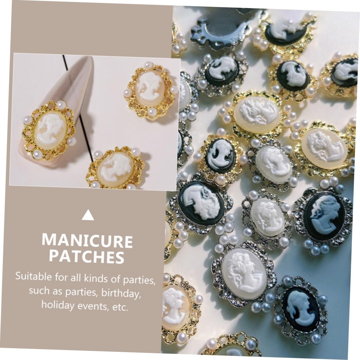 Украшения для ногтей Барокко Винтаж Красота Голова, 10 шт. Прочный сплав, блестящие, простые в использовании для творческого маникюра и стильных женщин, фото №5