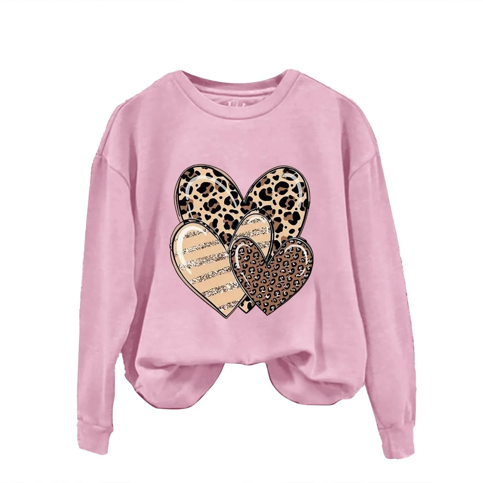 Женский свитшот ко Дню святого Валентина с рисунком сердца и леденца, повседневная кофта с длинными рукавами и круглым вырезом 4 1, фото №2