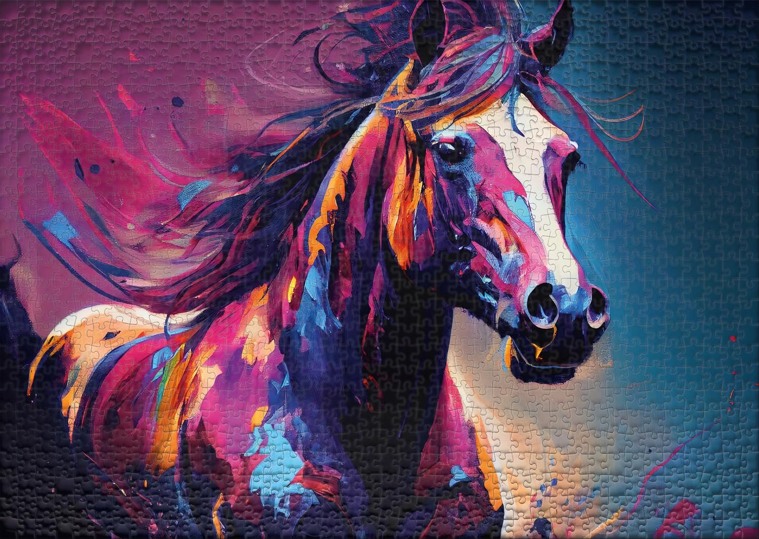 Пазл Ulmer Puzzleschmiede Horses Puzzle Collection "Color Wind" 1000 елементів різнокольоровий кінь із гривою на вітрі, фото №2