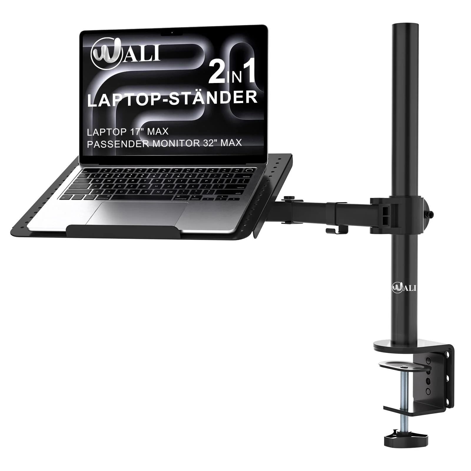 Тримач для ноутбука WALI для столу до 17 дюймів, регульований, вентильована платформа, 10 кг, чорний, фото №1 Тримач для ноутбука WALI для столу до 17 дюймів, регульований, вентильована платформа, 10 кг, чорний, фото №1