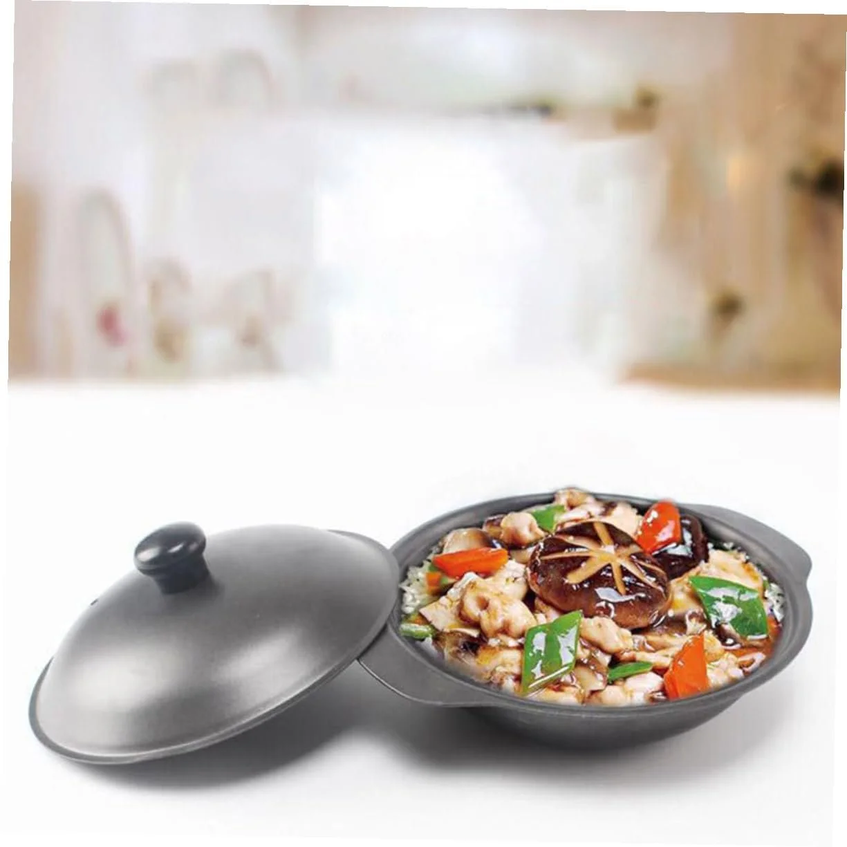 Кастрюля жаровня чугунная с крышкой 16 см антипригарная, фото №7