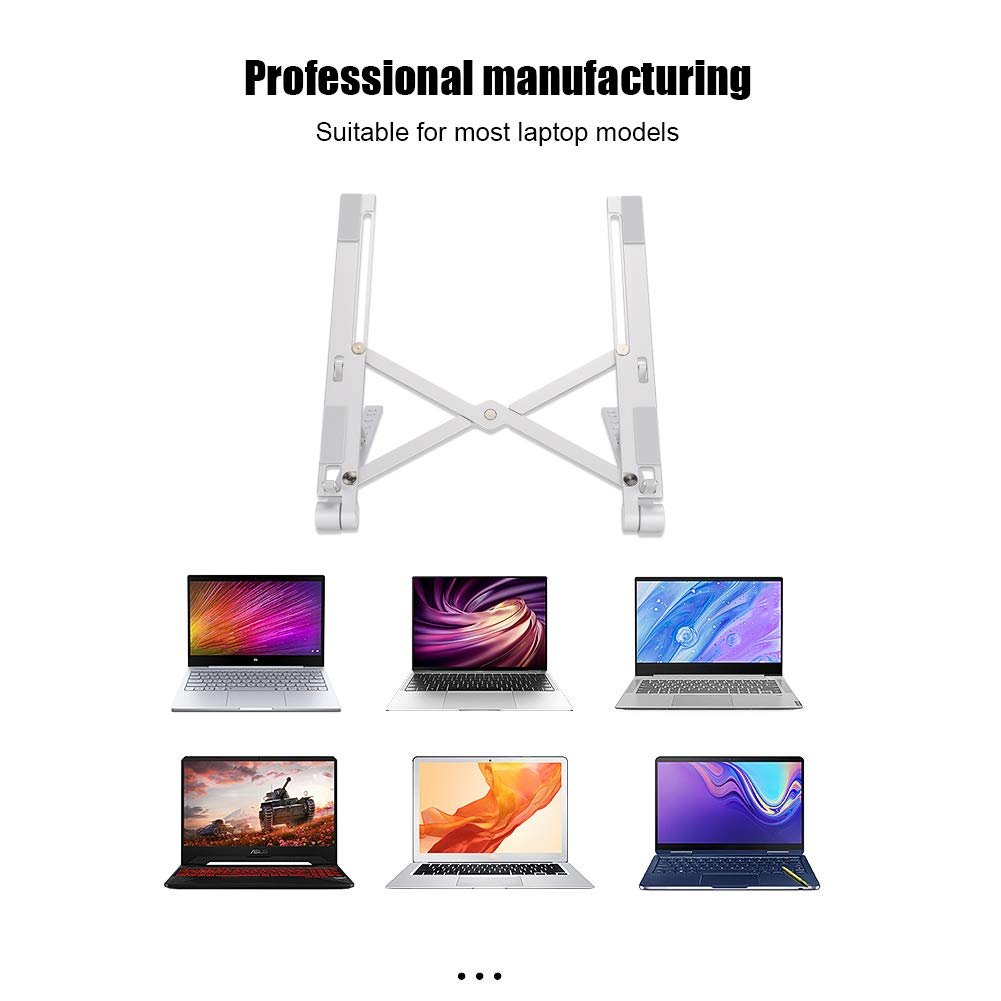 Підставка для ноутбука Denash з міцного алюмінієвого сплаву, срібляста, з ергономічним дизайном для домашнього офісу, фото №8