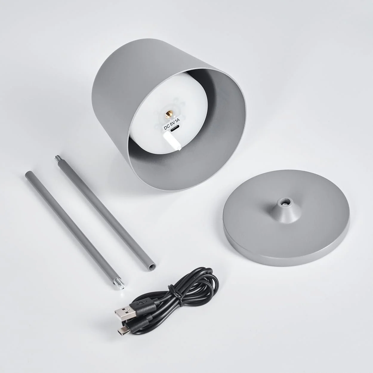 Настільна лампа HOFSTEIN Belece LED набір з 2 шт димована металева/пластикова 37 см USB-C акумуляторна IP44 сіра/біла, фото №6