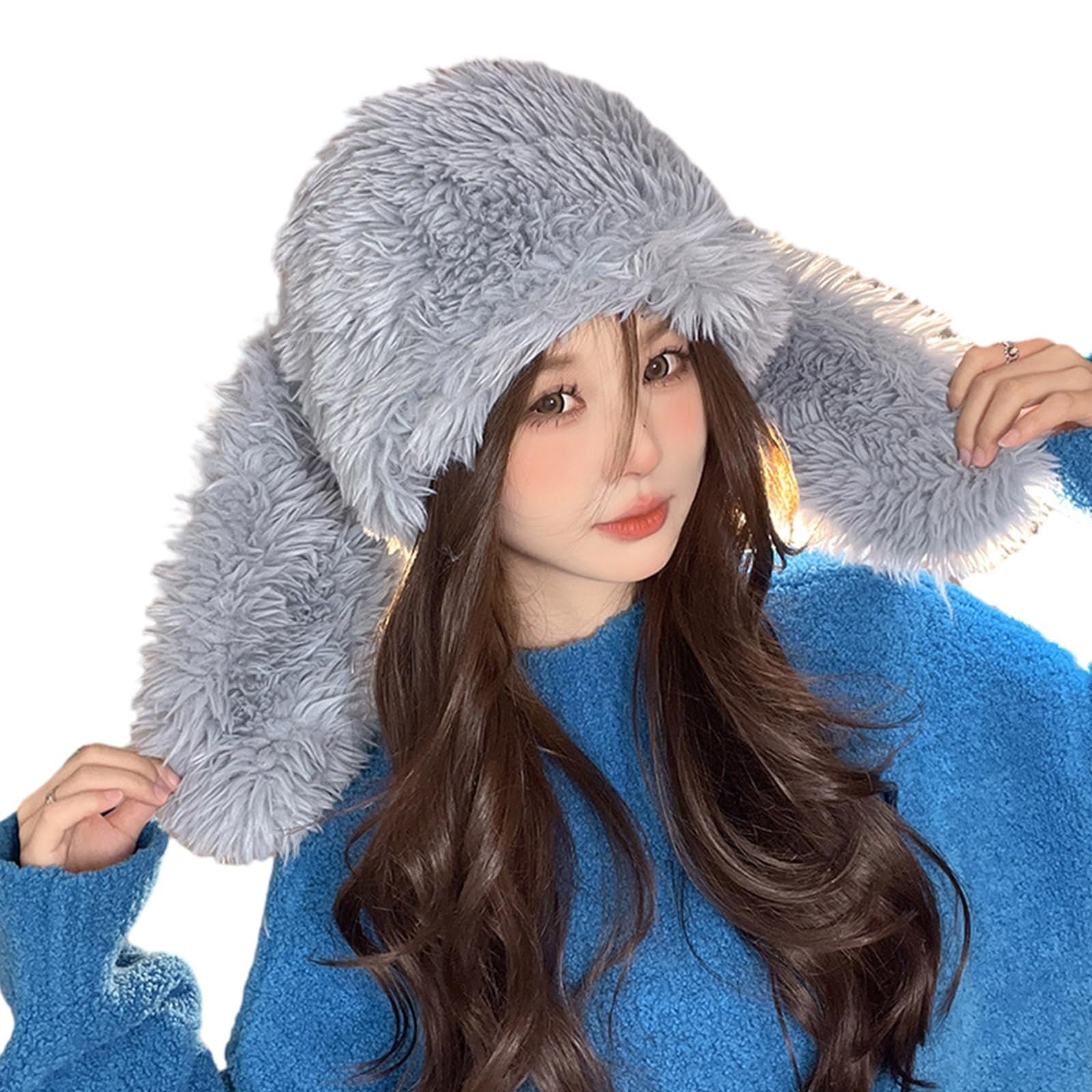 Шапка з плюшевими заячими вушками для дівчинки, зимова, фото №1 Шапка з плюшевими заячими вушками для дівчинки, зимова, фото №1