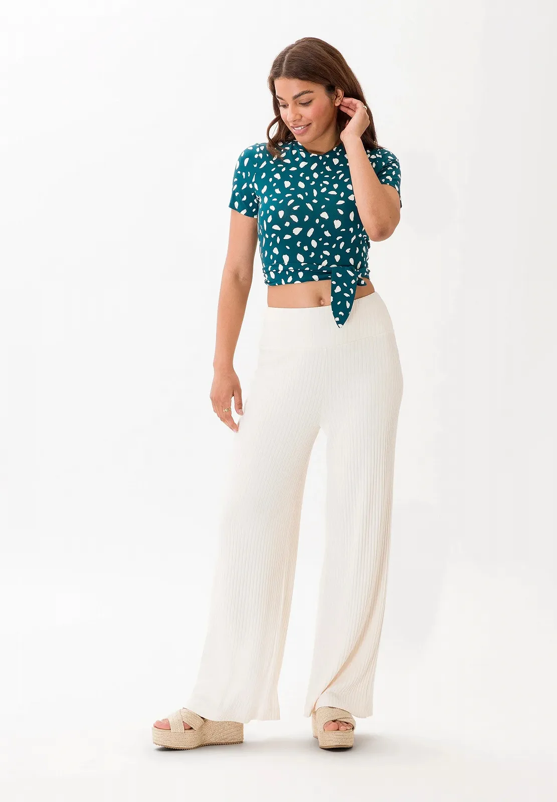 Женская футболка топ Les Lunes The Lou Top Brush Emerald Off White - XS, фото №2