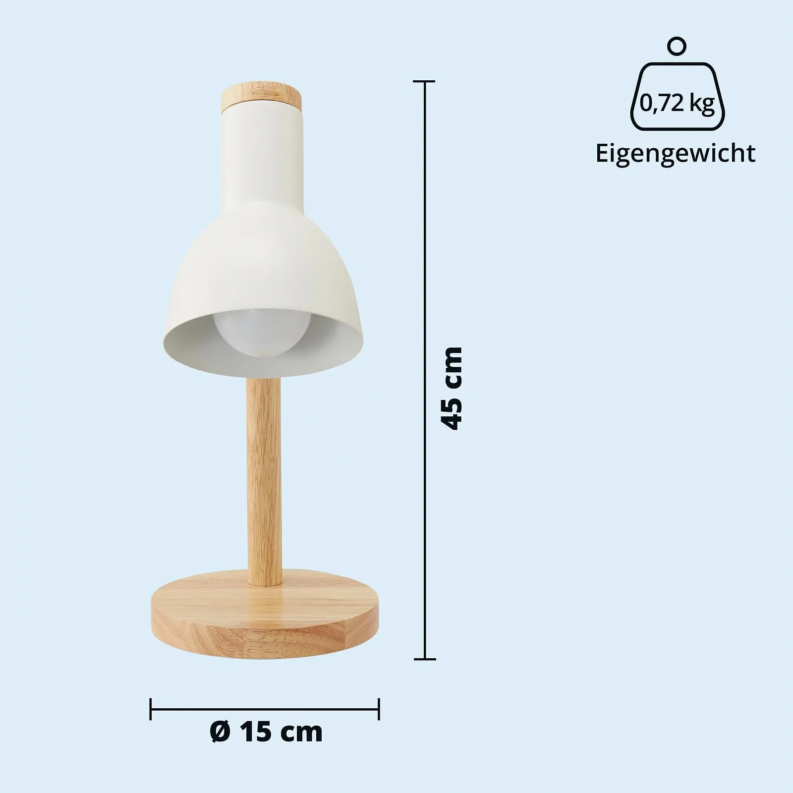 Настільна лампа KHG Бамбук Метал E27 42 см Біла, фото №3