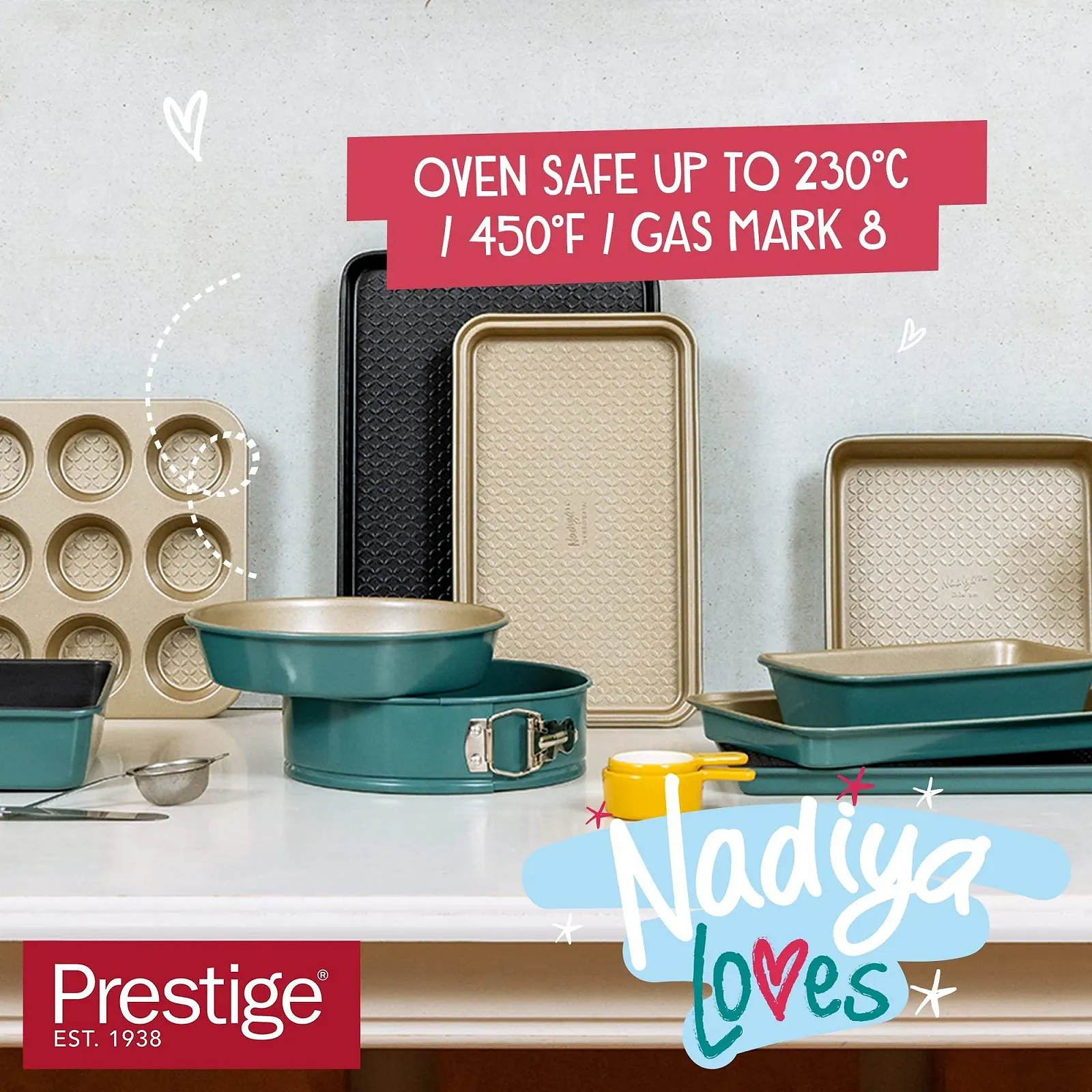 Форма для хлеба Prestige x Nadiya 9" x 5" антипригарная стальная бирюзово-золотистая 9", фото №7