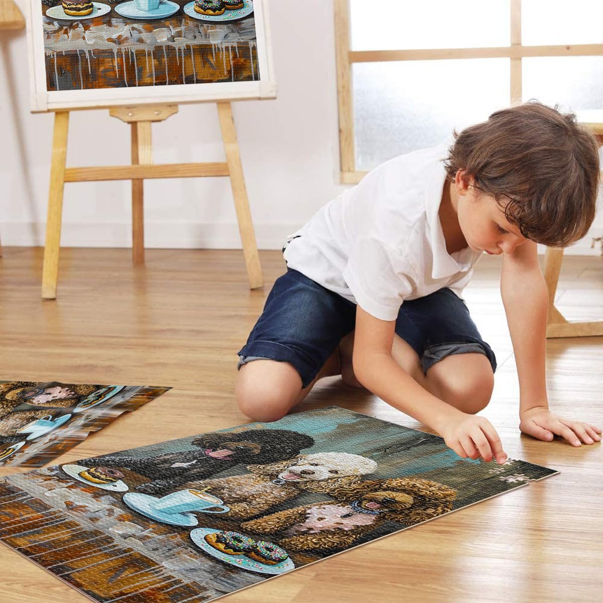 Пазл Три пуделя с лакомствами и кофе 1000 элементов 38 x 26 см, фото №3