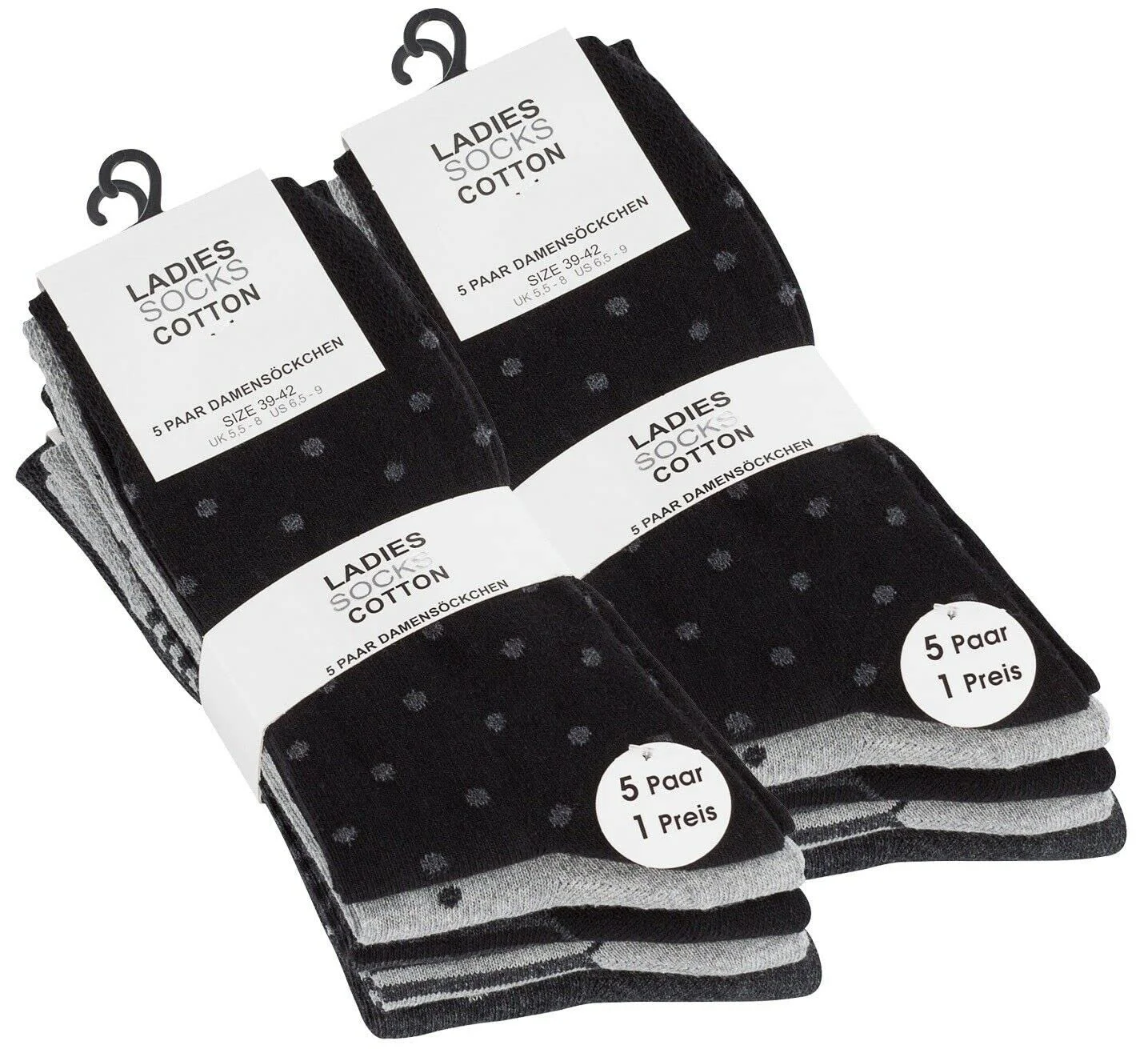 Жіночі шкарпетки Бавовна (10 пар) в горошок та смужку, фото №2 Жіночі шкарпетки Бавовна (10 пар) в горошок та смужку, фото №2