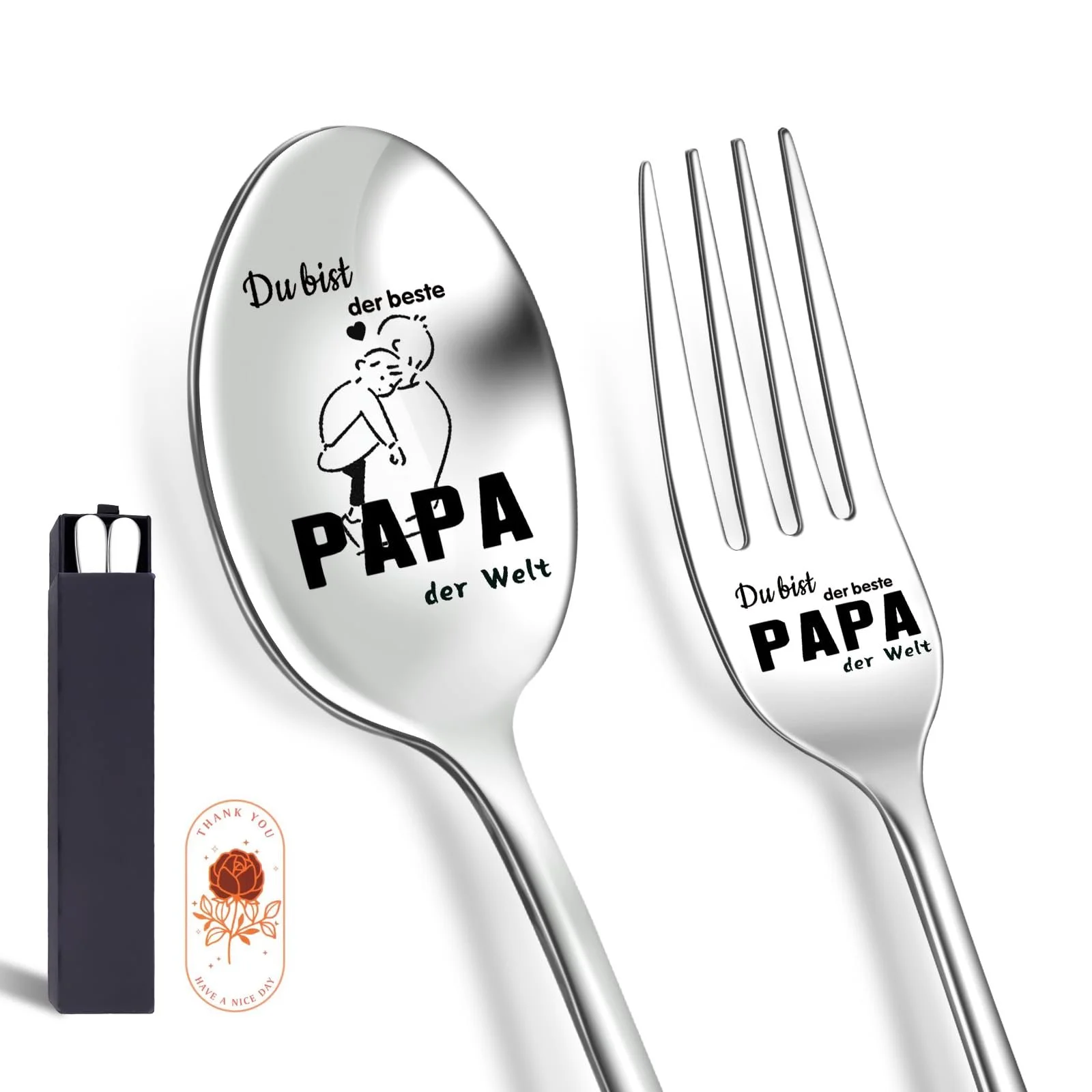 Ложка & Виделка З гравіюванням Du Bist Der Beste Papa Der Welt, фото №1 Ложка & Виделка З гравіюванням Du Bist Der Beste Papa Der Welt, фото №1