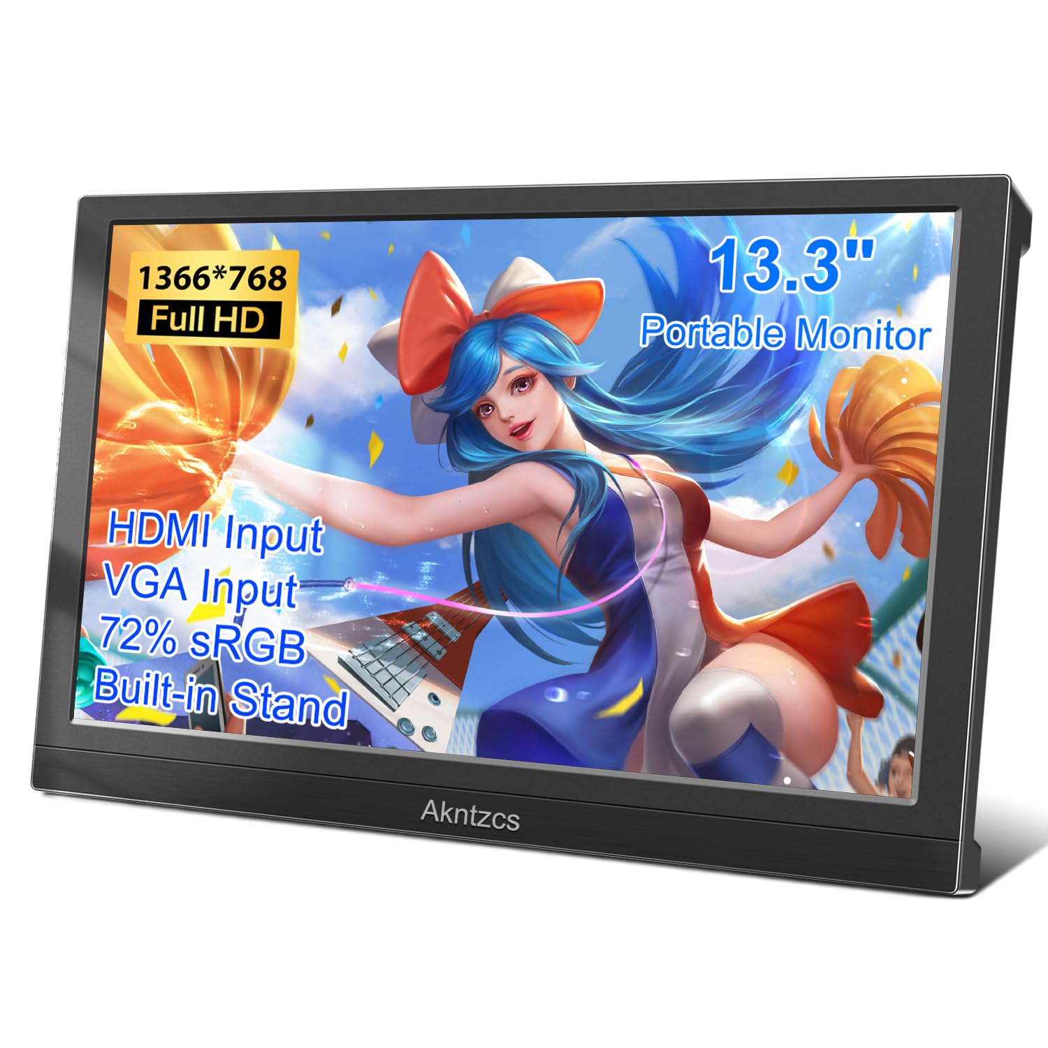 Портативный монитор Akntzcs 13.3 дюйма HD 1366 x 768 HDMI, фото №1