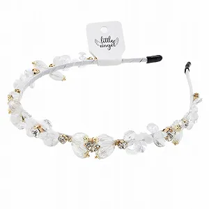 Обруч Роскошный для женщин и девушек с кристаллами и жемчугом Белый, Универсальный - Фото 1