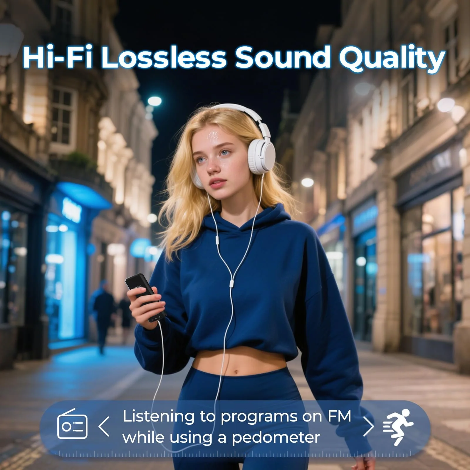 MP3-плеер Tihoosky 64 GB Bluetooth 5.3, HiFi, встроенный динамик HD, сенсорная кнопка, диктофон, до 128 GB, черный, фото №8