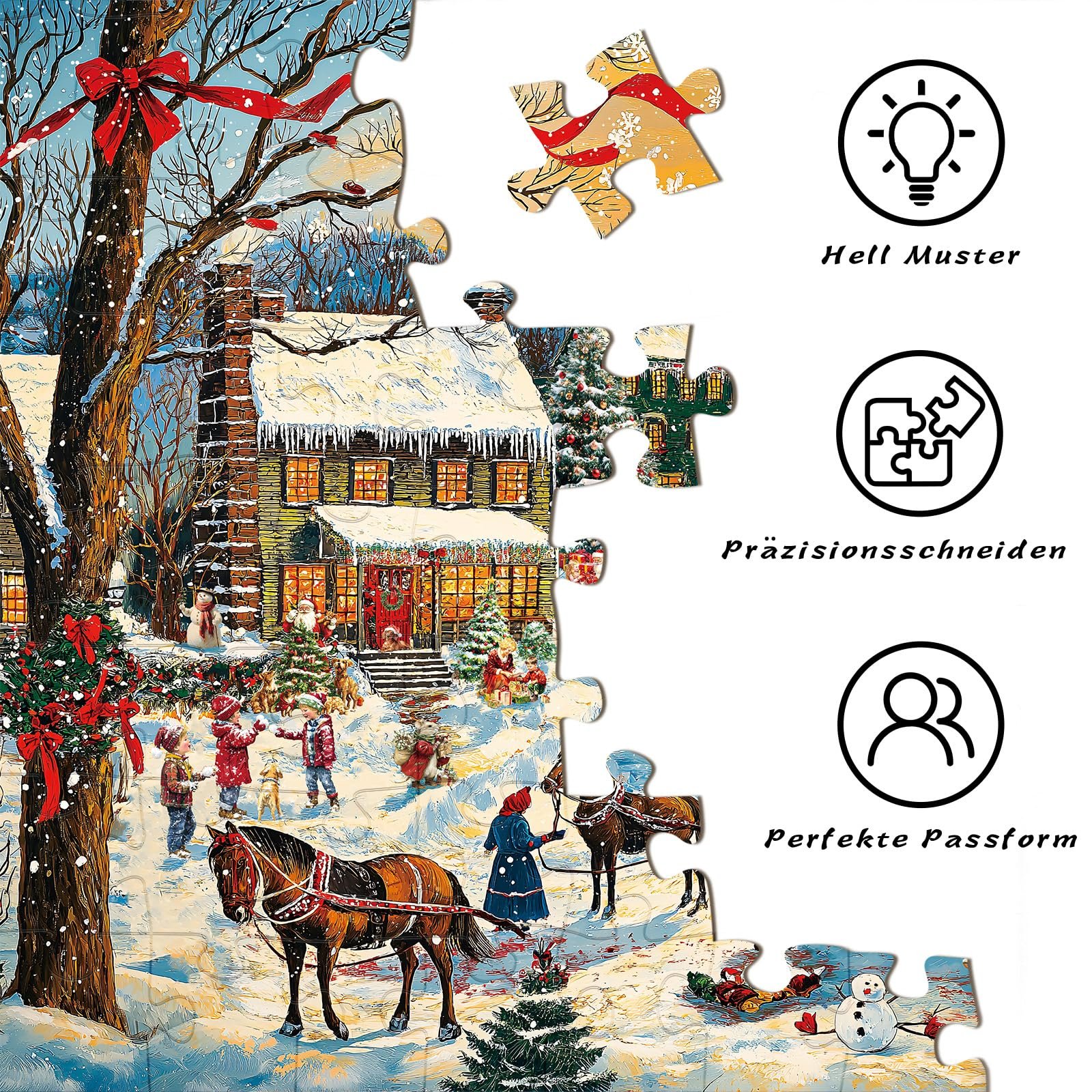 Пазл HUADADA Різдвяний лось 1000 елементів 70 x 50 см, фото №7 Пазл HUADADA Різдвяний лось 1000 елементів 70 x 50 см, фото №7