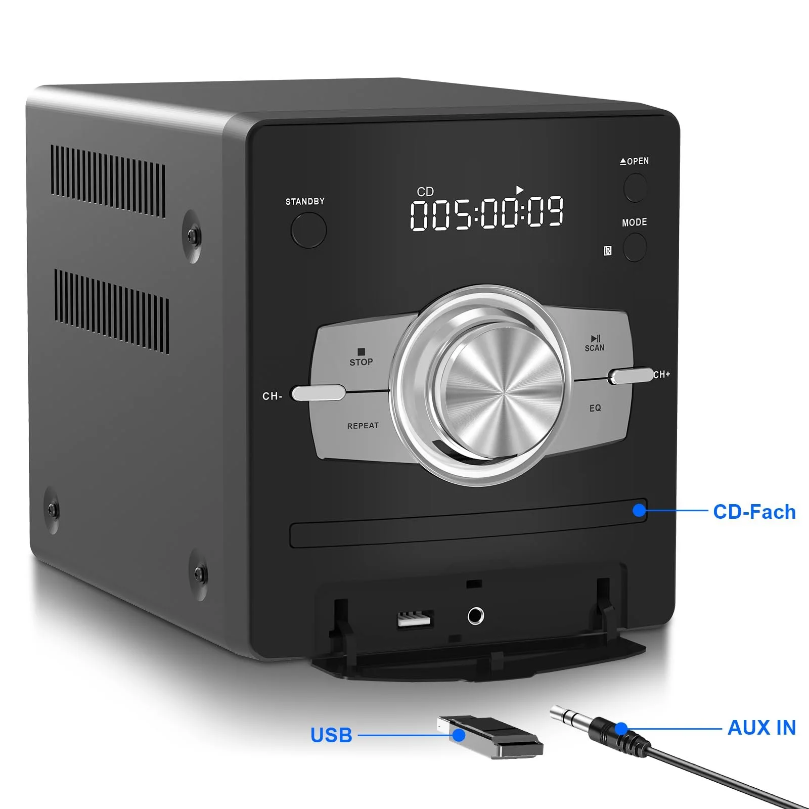 CD-система HANLIM Mini Component 30 Вт RMS CD-проигрыватель FM/Bluetooth Совместимый/USB/AUX/Дистанционное управление/Разъем для наушников, фото №5