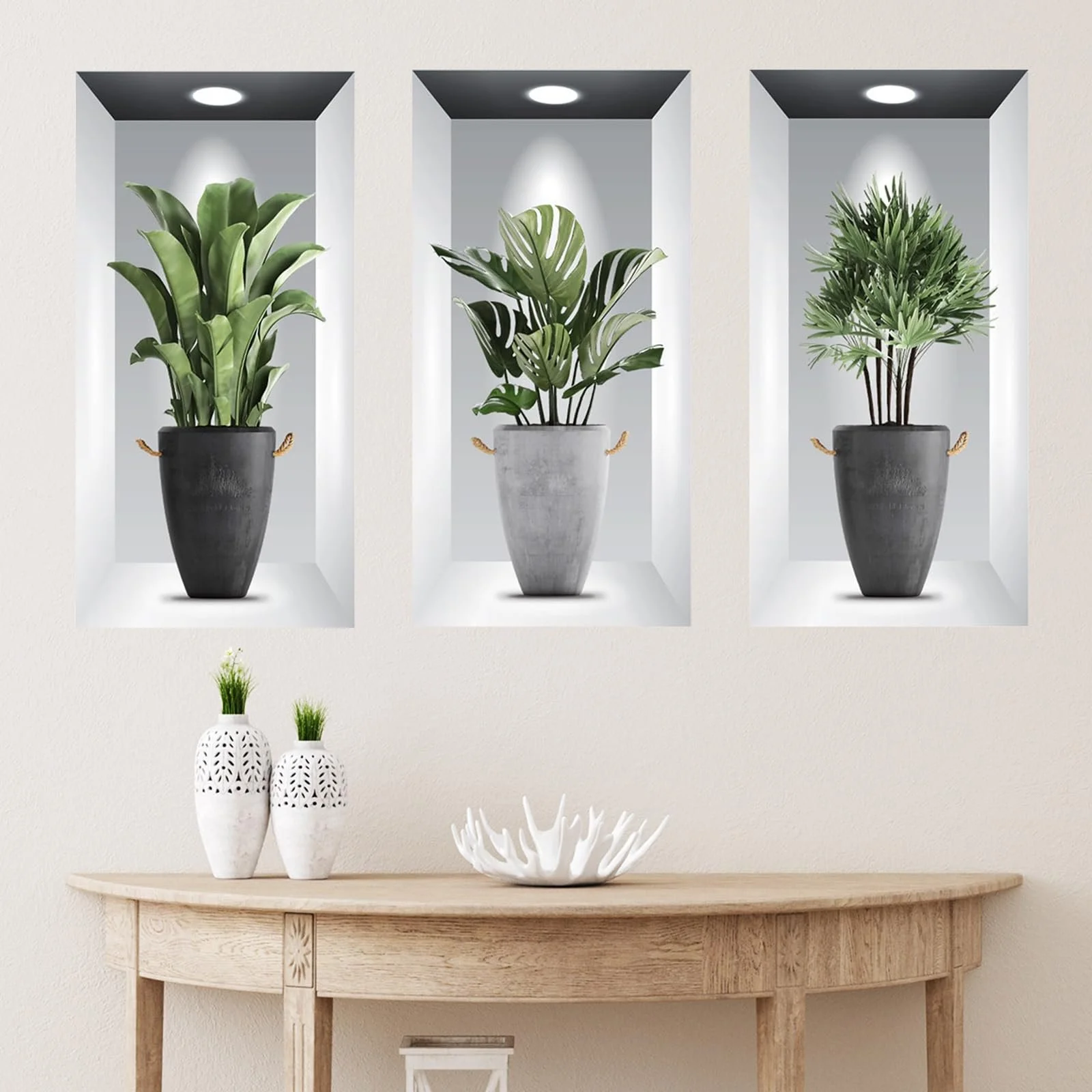 Наклейка на стіну 3D Green Plants Vase Зелена 30 x 60 см 3 шт., фото №6