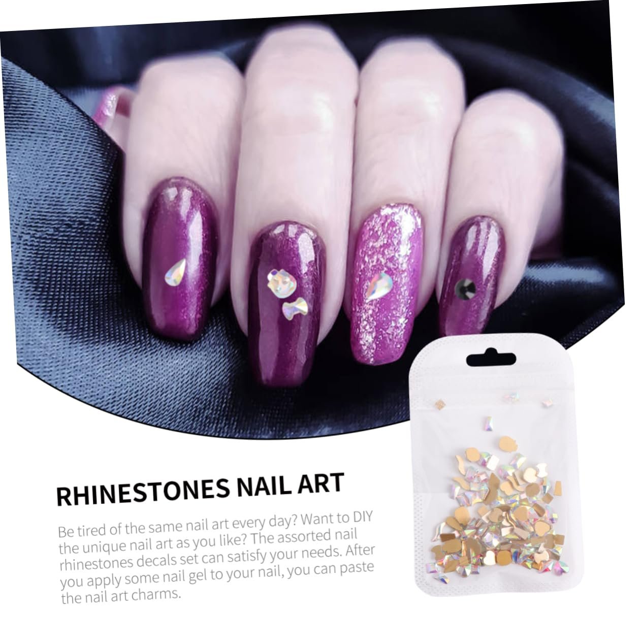 Стрази Плоскі MERRYHAPY, 100 шт, для Манікюру, Різні Розміри та Форми, фото №4