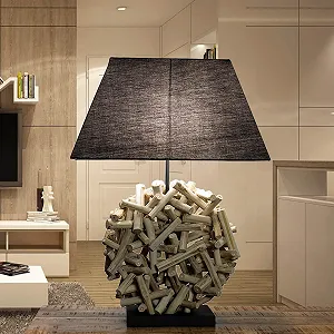 Настільна лампа Licht-Erlebnisse Fabric Driftwood E27 68 см synthetic.ua - Фото 1