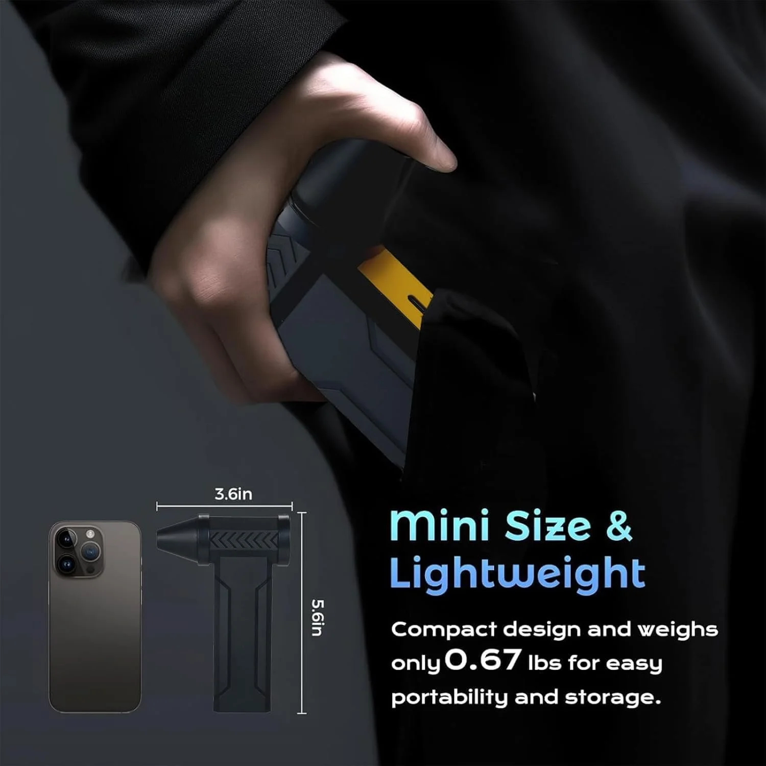 Электрическая воздуходувка 160000 об/мин 3 скорости Мини-очиститель для ПК электроники и мебели Черный, фото №5