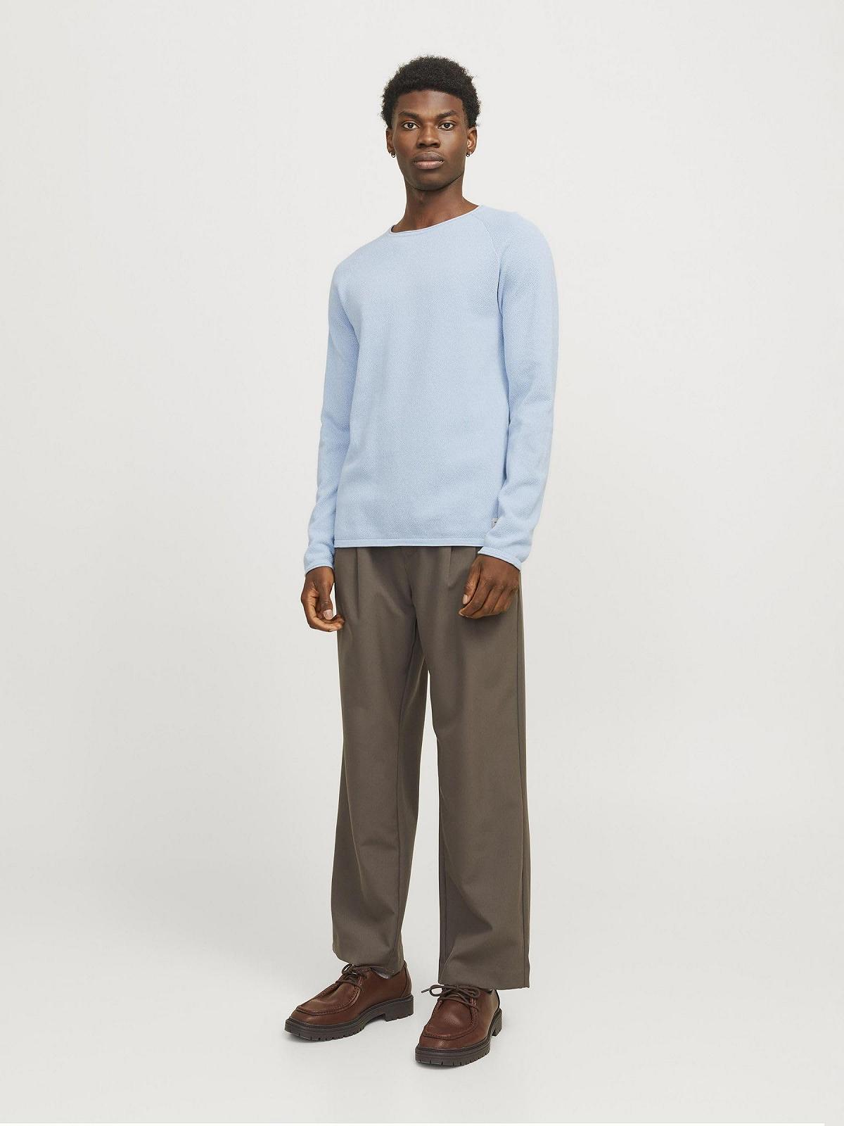 Вязаний пуловер JACK & JONES JJEHILL чоловічий, з круглим вирізом, базова модель, з довгими рукавами, бавовняна сорочка, фото №4