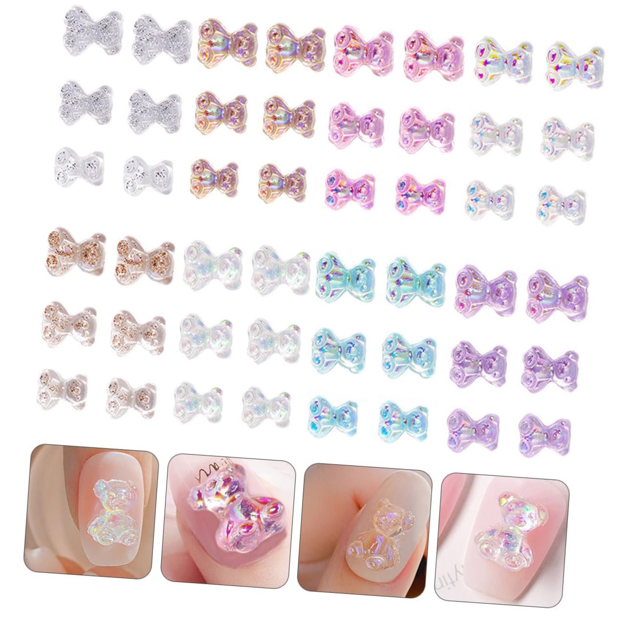 Прикраса для нігтів Ведмідь Amosfun 100 шт, прикраси для манікюру у формі ведмедя, полімерні наклейки, фото №9