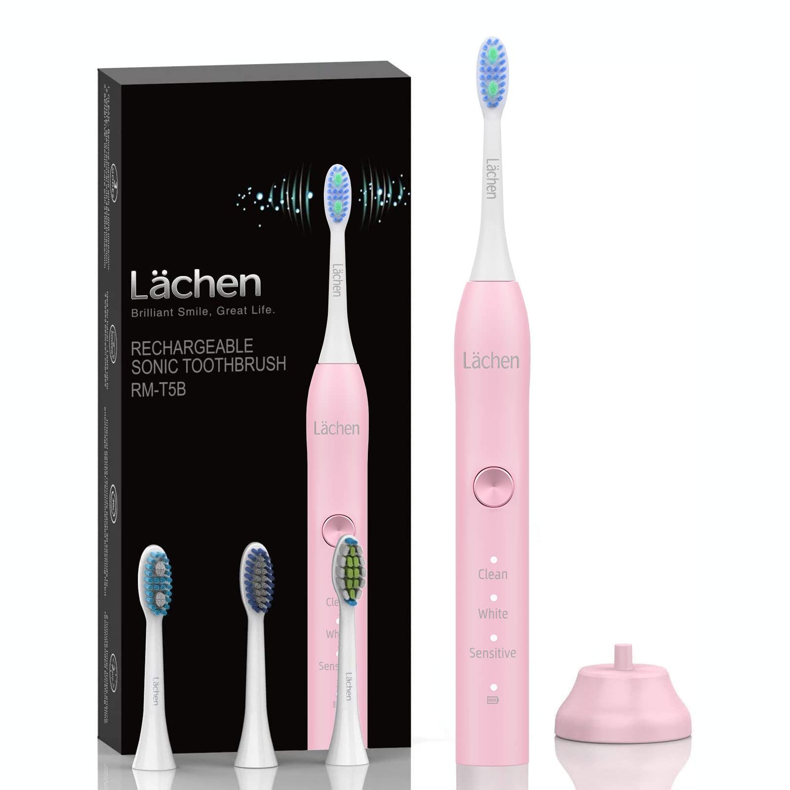 Електрична зубна щітка Lächen Sonic 3 режими IPX7 Pink, фото №1