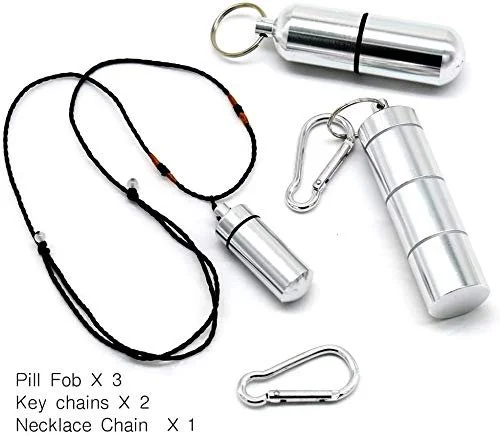 Контейнер для таблеток алюмінієвий, водонепроникний з брелоком (3 розміри), фото №2